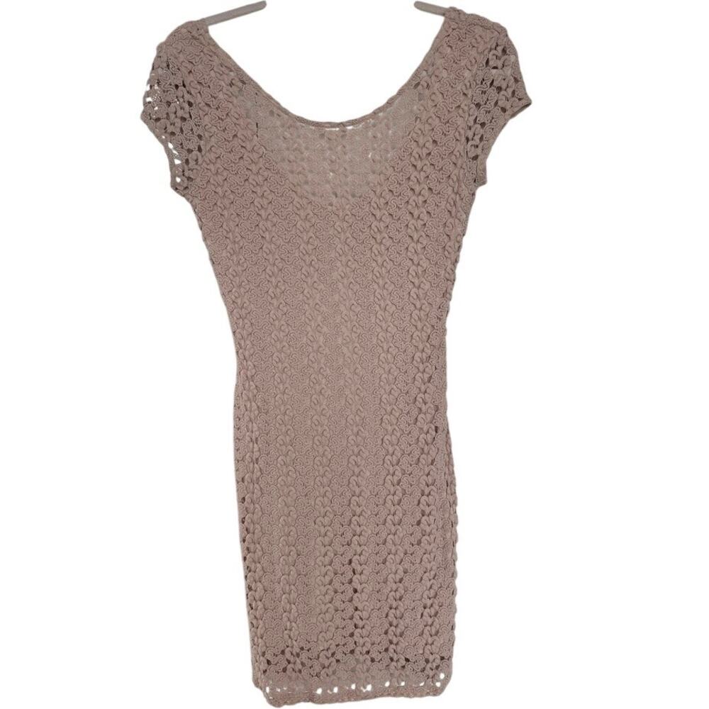 Free People Crochet Bodycon Mini Dress Cream Scoop Back Gypsy Style Small